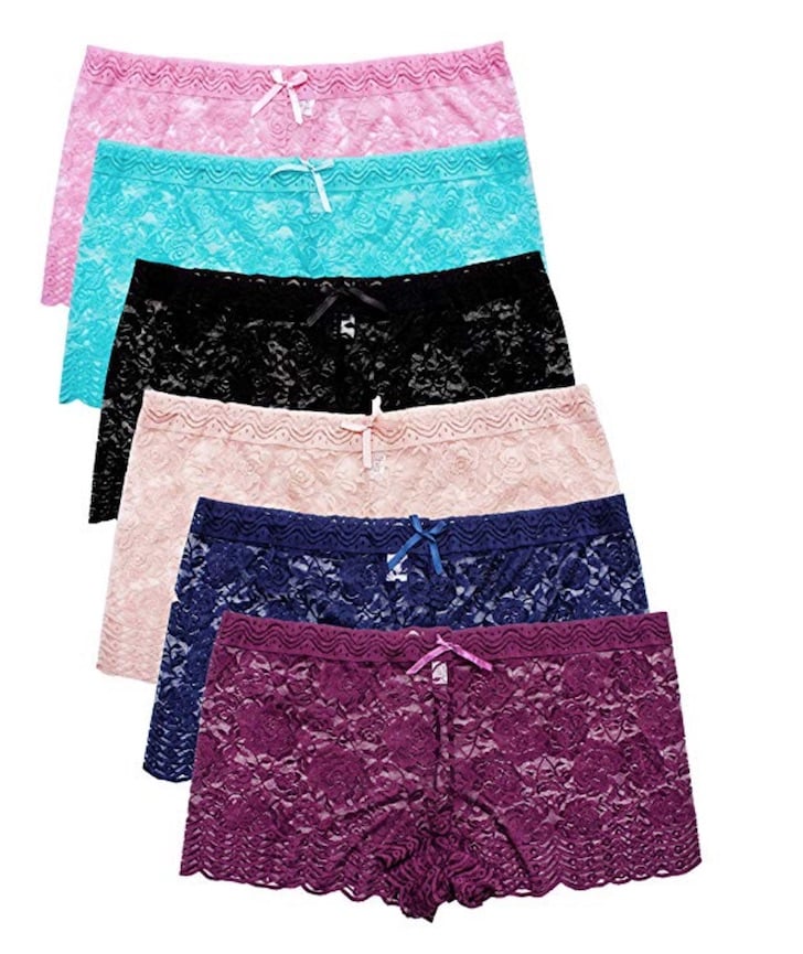 6 different lacy boy shorts