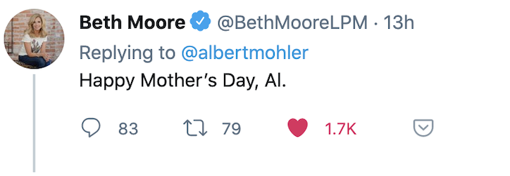 Beth Moore al Mohler Tweet