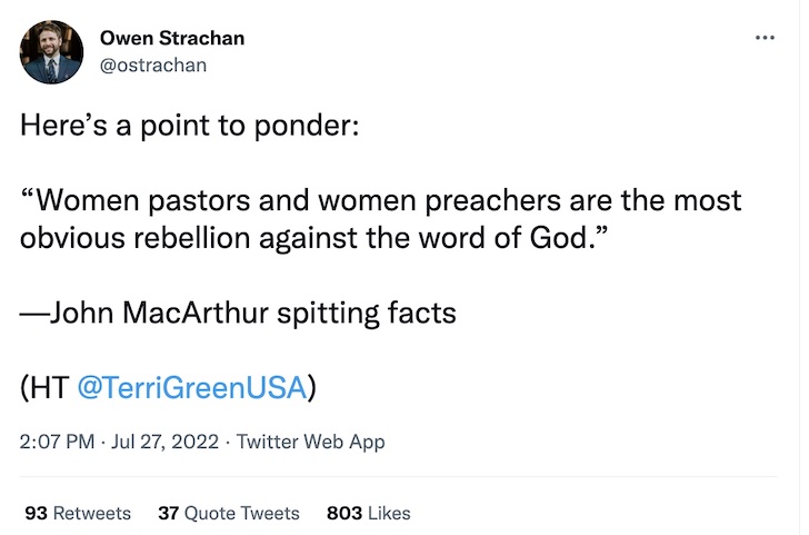 Owen Strachan Tweet Female Pastors