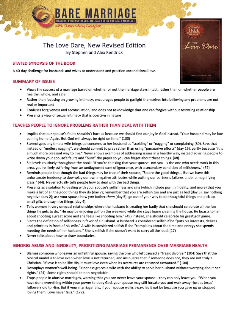 Screenshot Review of the Love Dare Problems